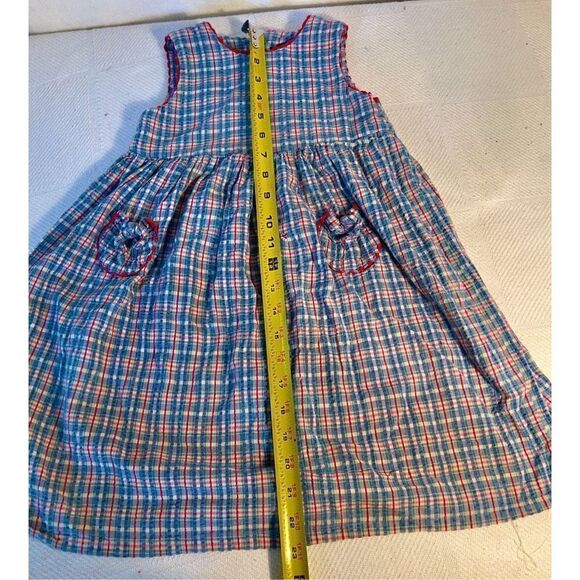 Vintage Amish Mennonite Handmade Modest Girls Dress Plaid Pockets S/M See Photos - Picture 6 of 7
